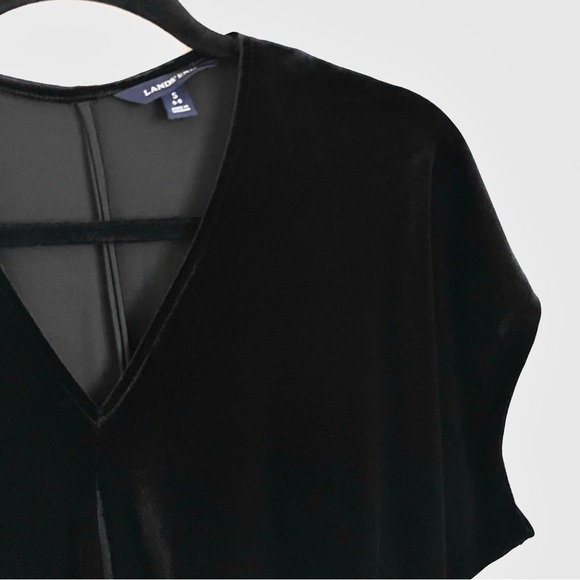 Lands' End V-Neck Dolman Velvet Draped Blouse Top in Black Size S (6-8) EUC - Picture 6 of 12